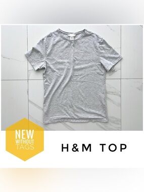 NWOT H&M top size Medium cotton jersey fitted grey new